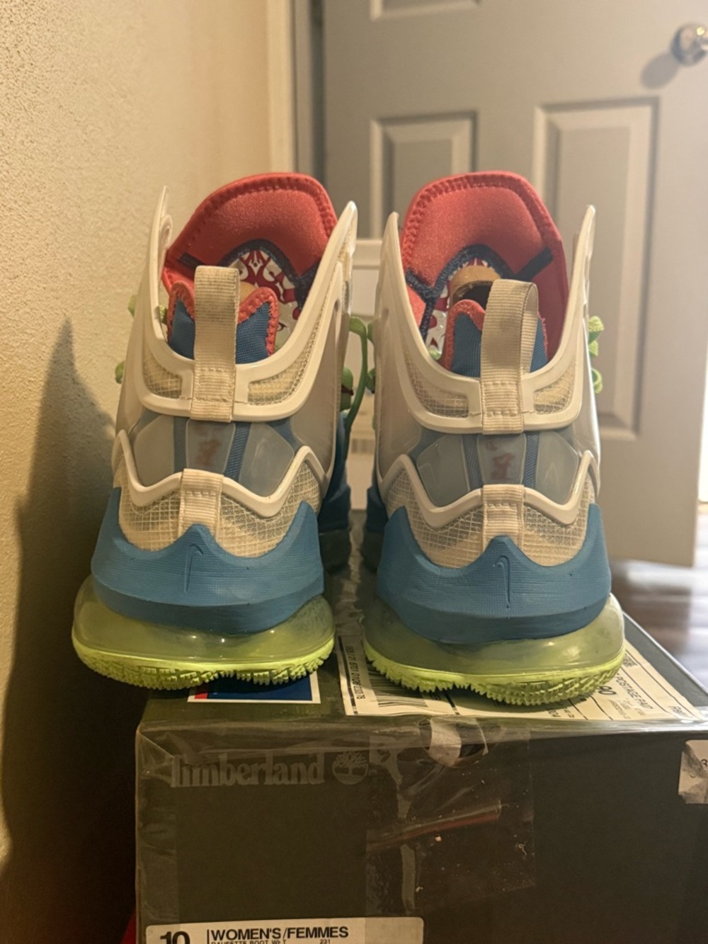 Nike Men’s LeBron High-Top Basketball Shoes - Blue/Pink/Green - Picture 3 of 4